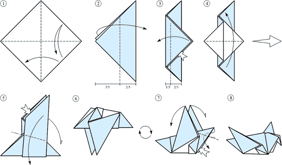 Взлетающий голубь в технике оригами